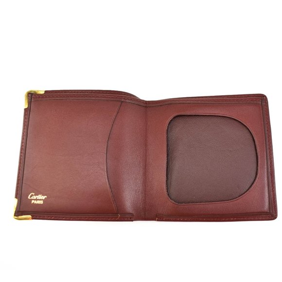 CARTIER: Burgundy, Leather Double C Logo Wallet pm - Picture 7 of 10